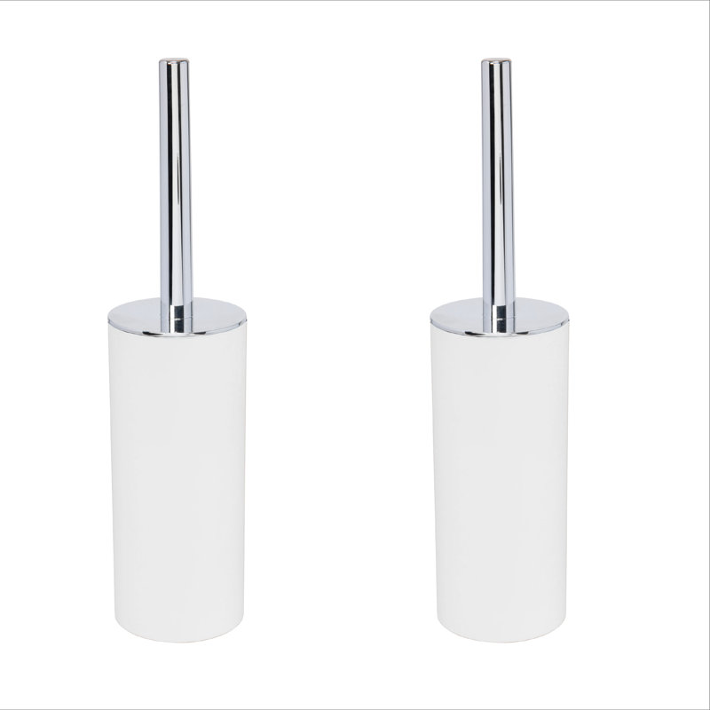 Bath Bliss Plastic Toilet Brush And Holder, Matte White, 15" H x 3.5" W x 3.5" D