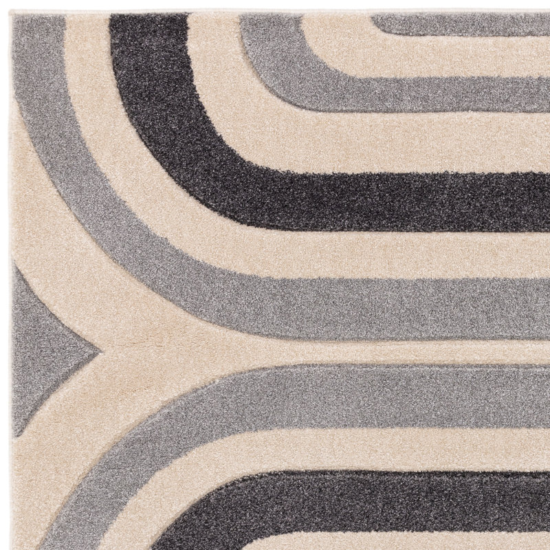 Chariah Geometric Ivory/Grey Area Rug, Rectangle 160 x 230cm