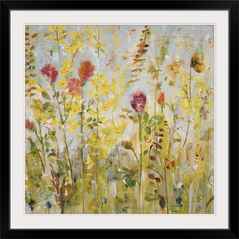 Spring Medley Floral Canvas Art in Yellow and Red, 12" x 12"