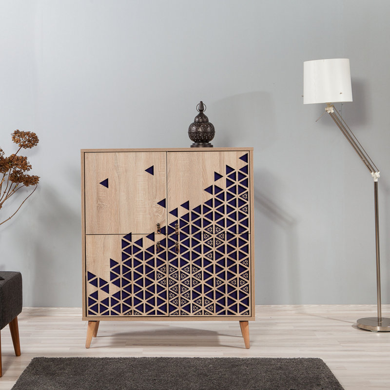 Brien 4 - Door Cabinet, Natural/Blue