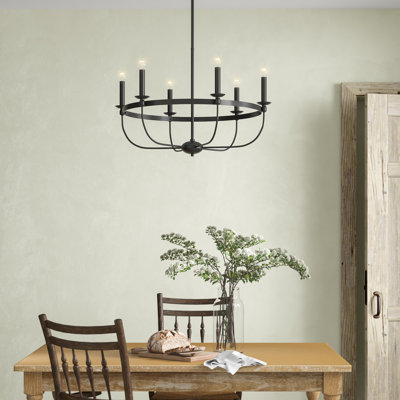 Makris 6 - Light Dimmable Wagon Wheel Chandelier