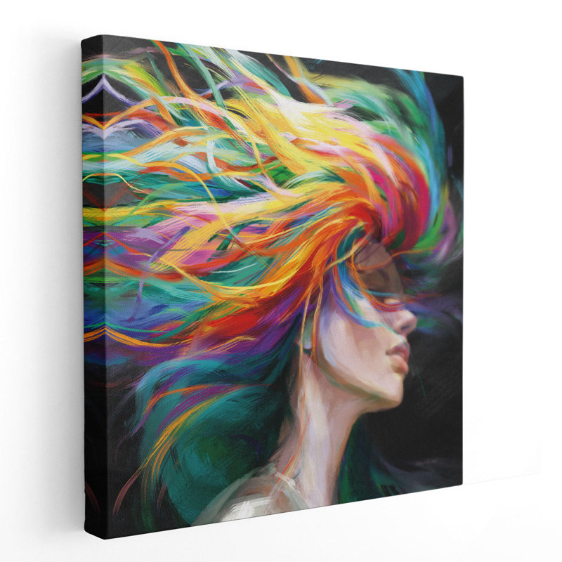 Rainbow Hair - reproduction d'art sur toile, H 40 po x l 40 po