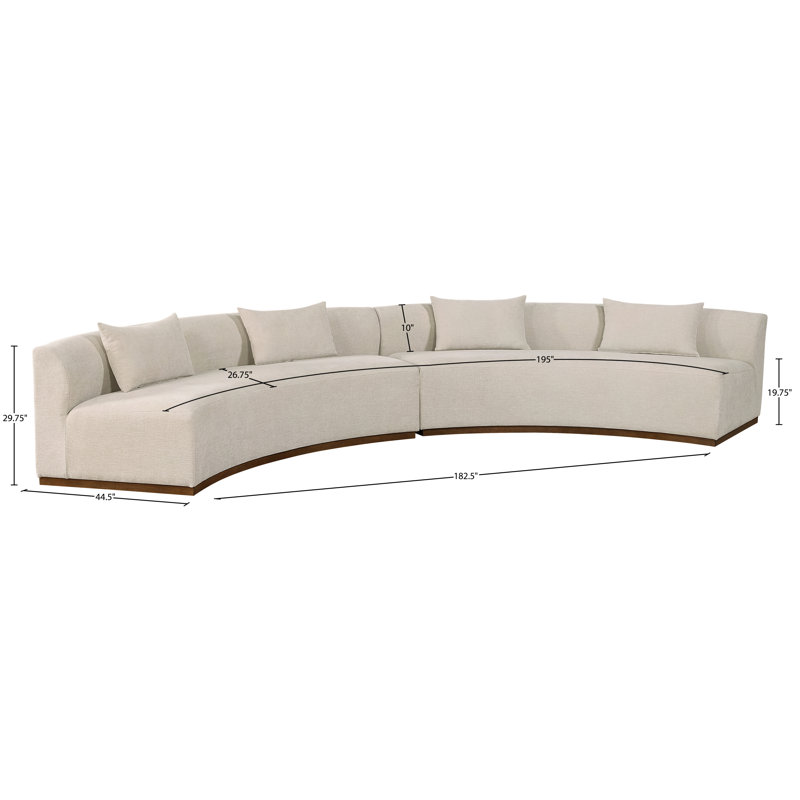 Canapé modulaire en tissu de chenille rembourré 2 pièces 182,5 po Avanti, Chenille beige, H 30 po x l 183 po x P 68 po