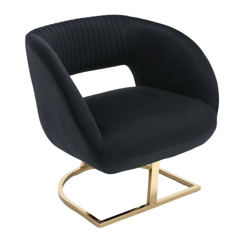 Fauteuil en velours de 28,74 po Agurne, Velours noir