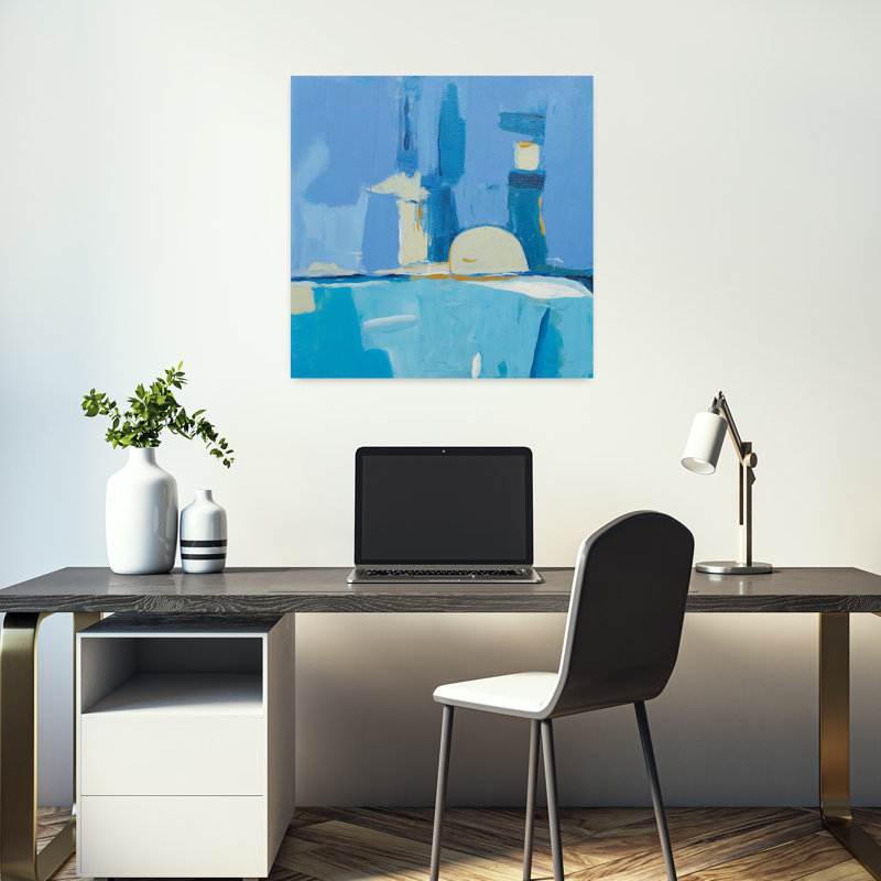Bleu contemporain avec art abstrait bleu, H 18 po x l 18 po