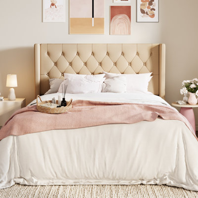 Hilbert Upholstered Low Profile Platform Bed Frame with Headboard