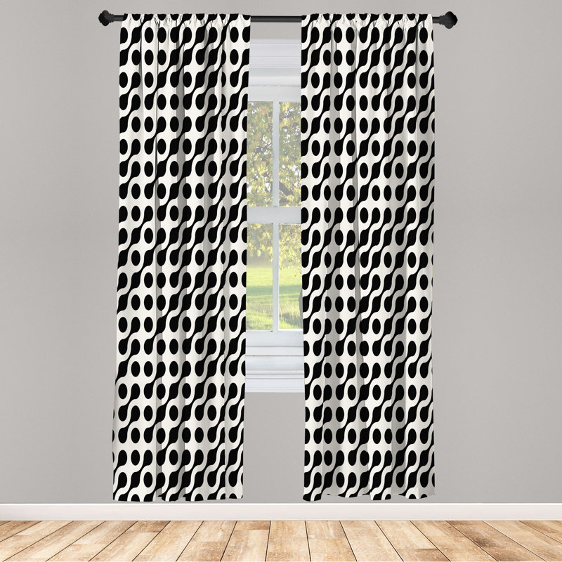 Wrought Studio™ Black and White Curtains, Rounded Circles, 28" W x 63" L
