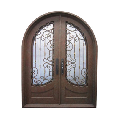 Rustic Trellis Arched Iron Door