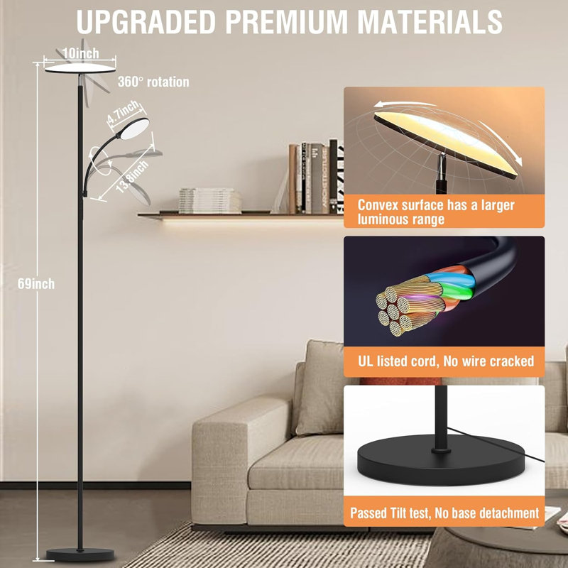 Lampe sur pied DEL 2 en 1 44W / 4500LM