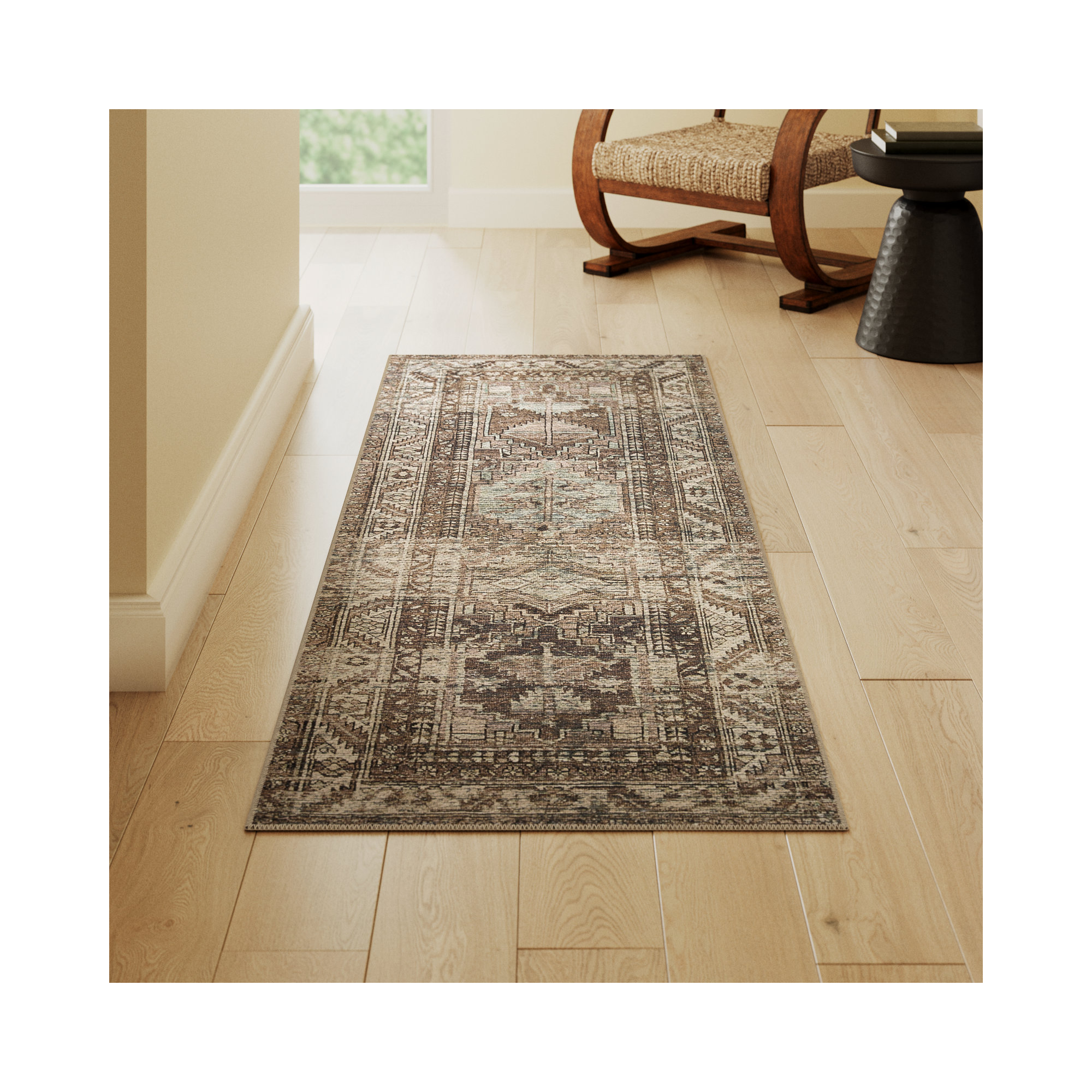 Amber Lewis x Loloi Billie Oriental Clay/Sage Area Rug, Runner 2'6" x 7'6"