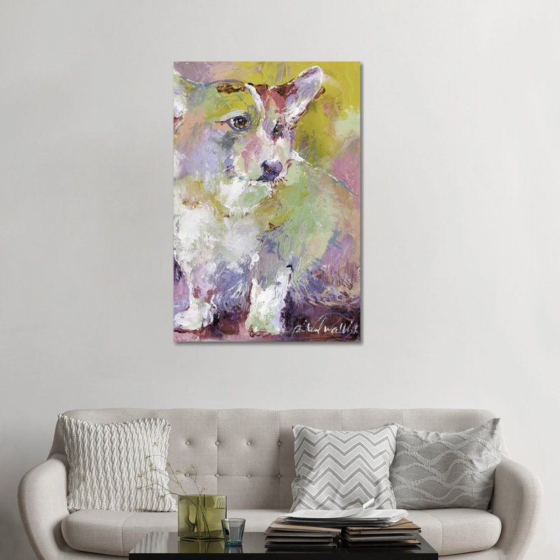 Corgi par Richard Wallich - reproduction d'art, Toile tendue, Aucun mat, H 48 po x l 32 po x P 1,5 po