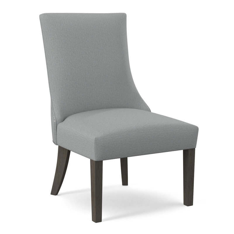 Chaise d'appoint rembourrée Tuxedo, Tissu performance bleu clair 0851-55, Finition marine