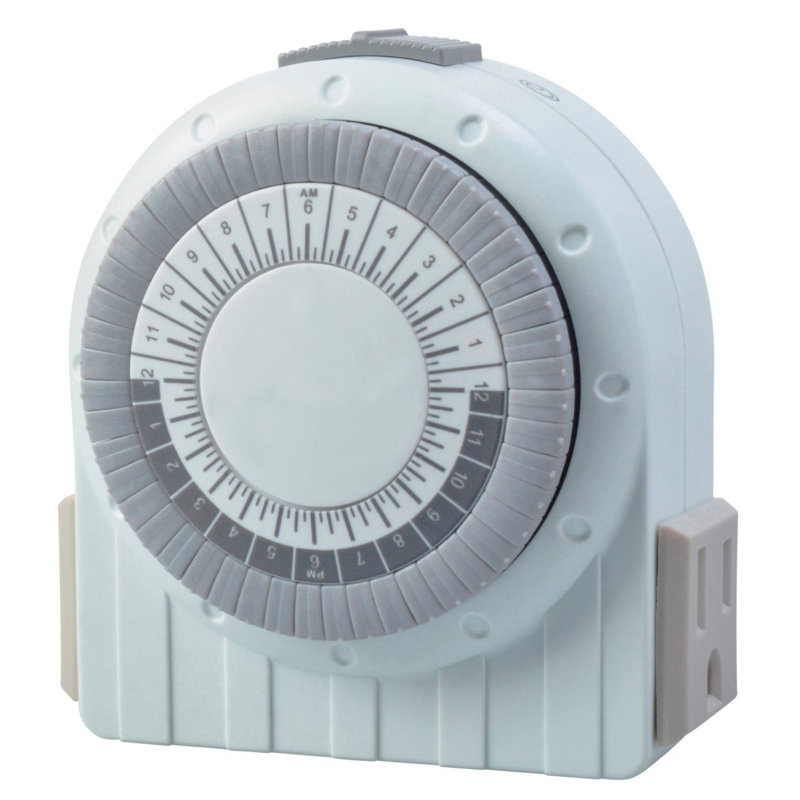 Woods White 24-Hour Programmable Mechanical Timer with 2 Outlets
