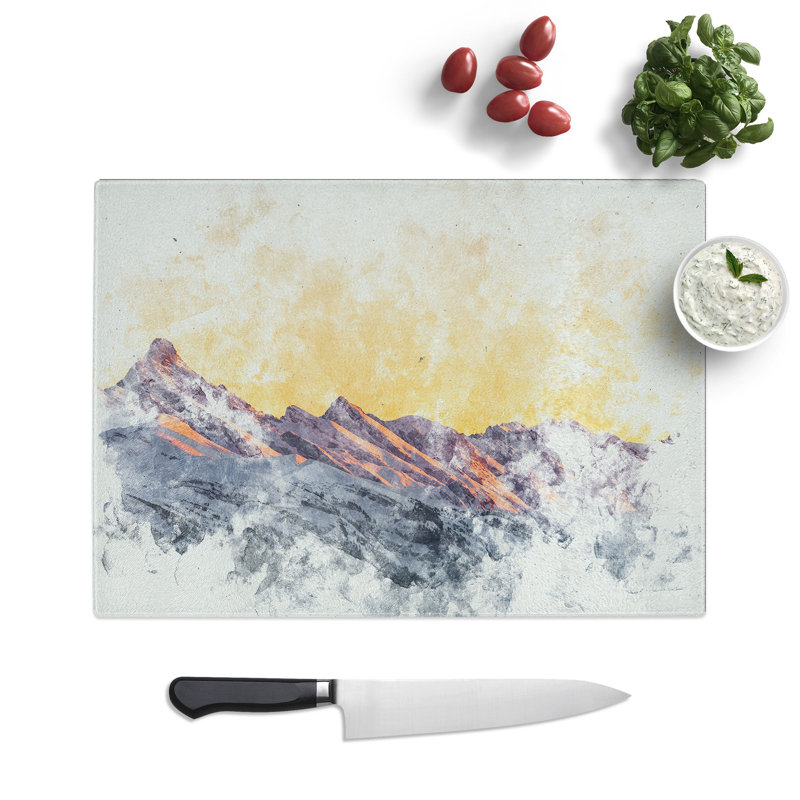 Tempered Glass Mountain Colours Chopping Board, 20 cm x 28.5 cm