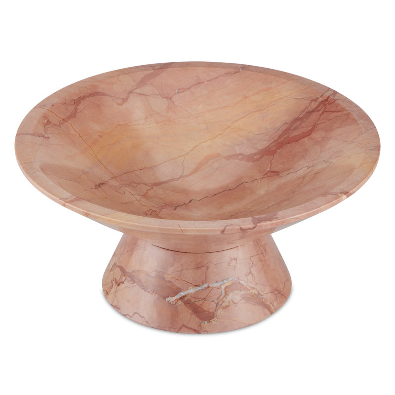 Bol décoratif en marbre Lubo, H 4,5 po x l 9,5 po x P 9,5 po, Rosa