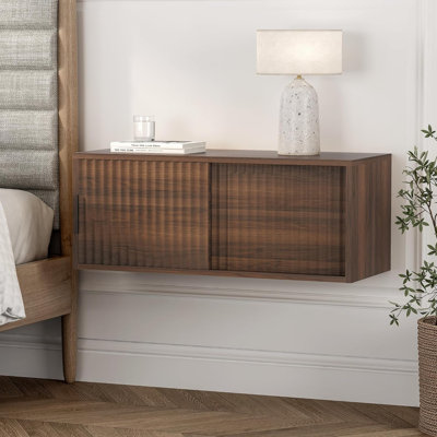 Suspended Bedside Table With Sliding Door