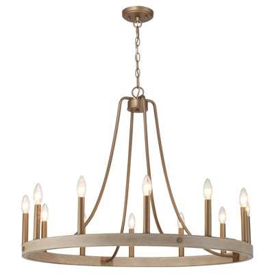 Adriana 12 - Light Steel Dimmable Candle Style Wagon Wheel Farmhouse Chandelier UL Certified