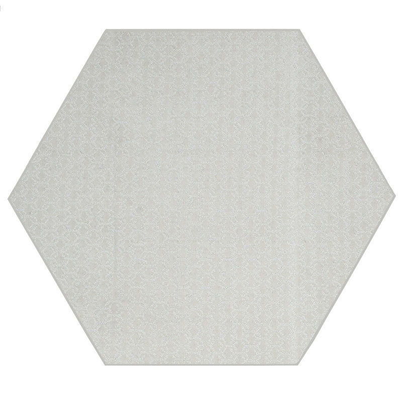 Tapis ivoire à motif géométrique, Hexagone 8 pi