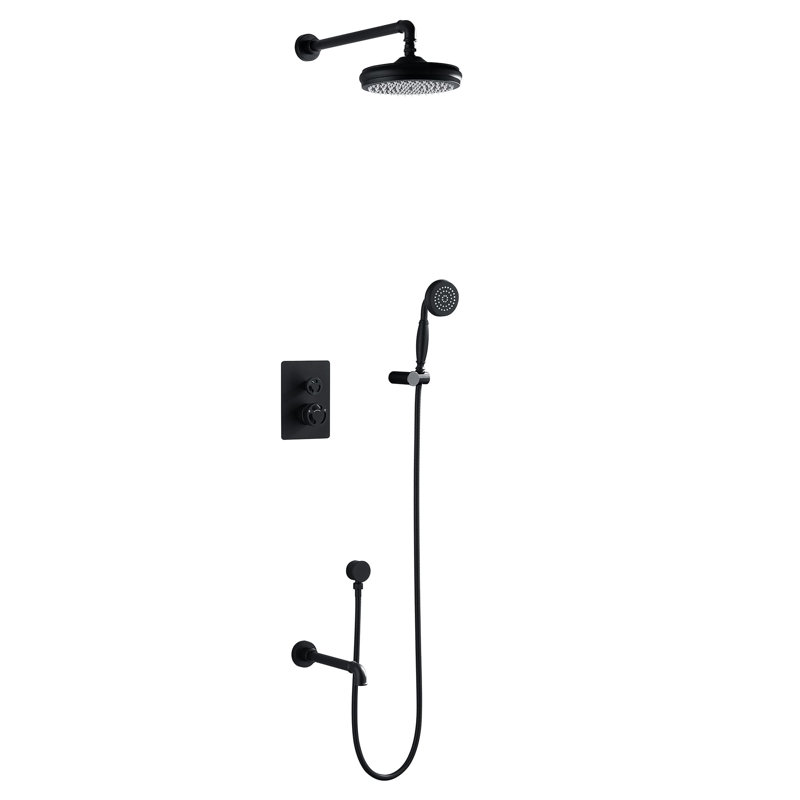 Complete Shower System with Rough in-Valve, Matte Black