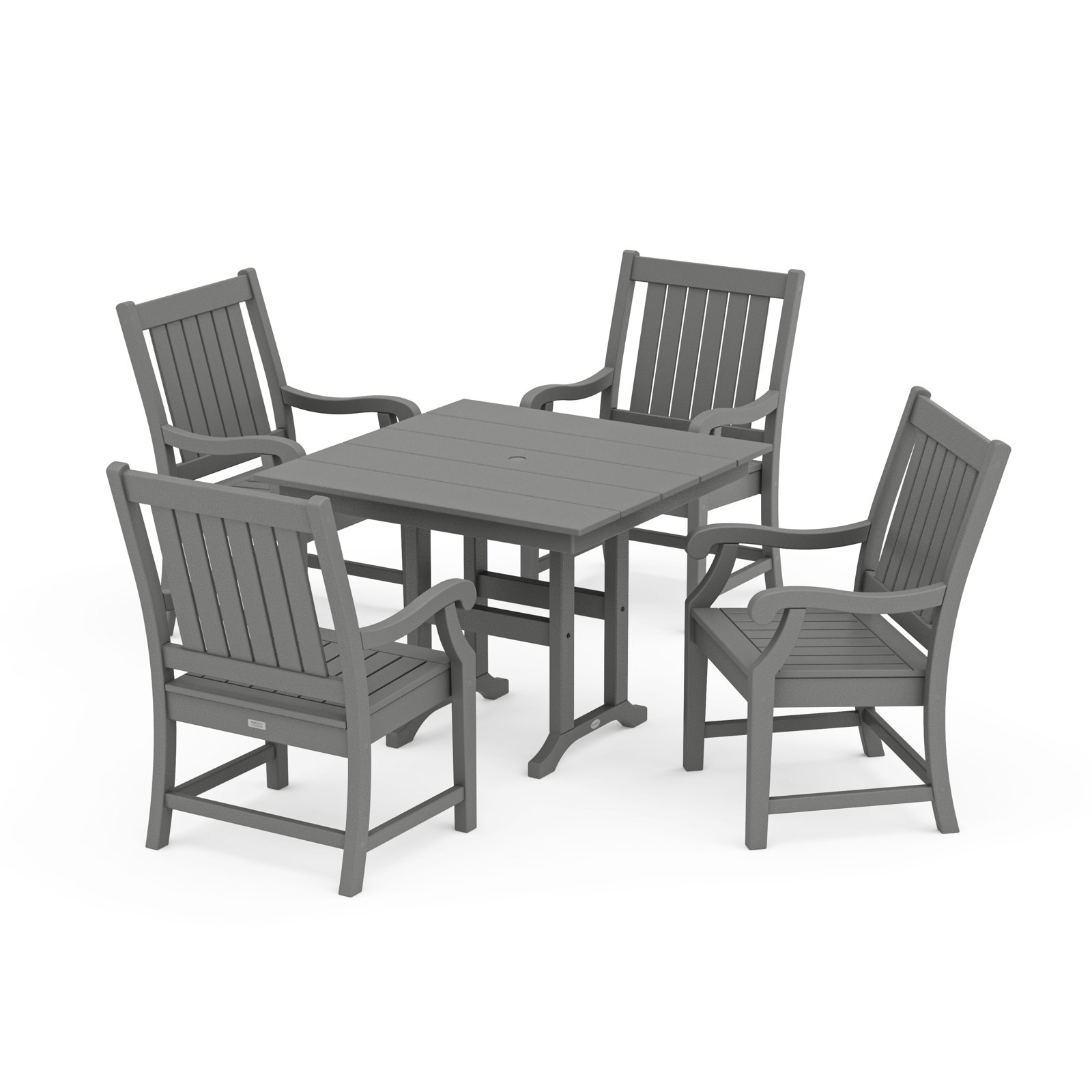 POLYWOOD x Birch Lane Verlyn 5-Piece Farmhouse Dining Set, Slate Gray