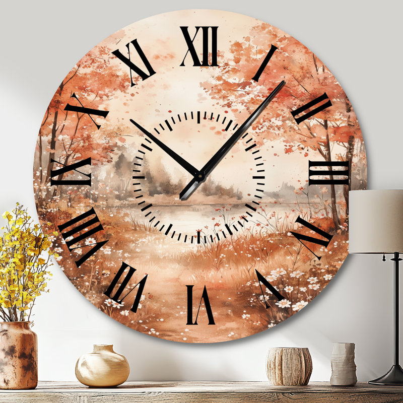 Horloge murale botanique rouge et blanche, Grand