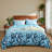 Lunaria 100% Long Staple Cotton Duvet Cover Set Gradient Blue Leaves Printed 3 Piece Comforter Cover Set-1231207924