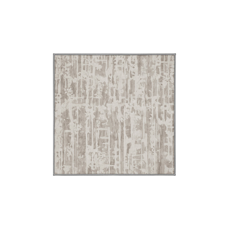 Machine Washable Gray Area Rug, Square 5'