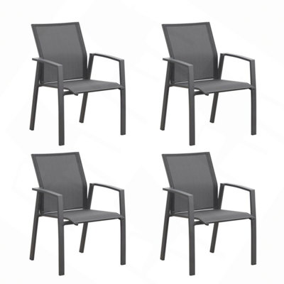 Ensemble de 4 chaises de patio en aluminium de 22,44 po de largeur, entièrement assemblées