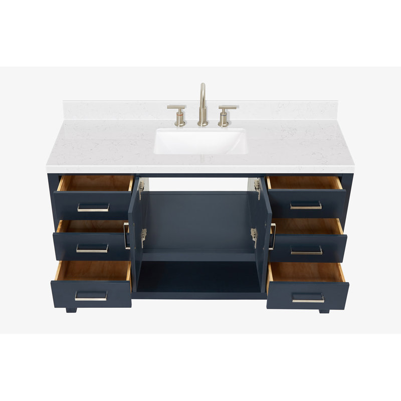 ARIEL Moille 54 Single Bathroom Vanity with Top, Midnight Blue, Rectangular