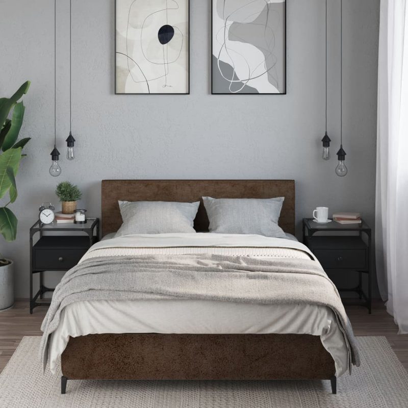 Aecca 40cm W Steel Bedside Table, Black