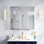 Armoire à pharmacie encastrée ou en saillie en aluminium, 81 cm (L) x 76 cm (H), avec miroir biseauté et tablette ouverte.-90099448-90099454