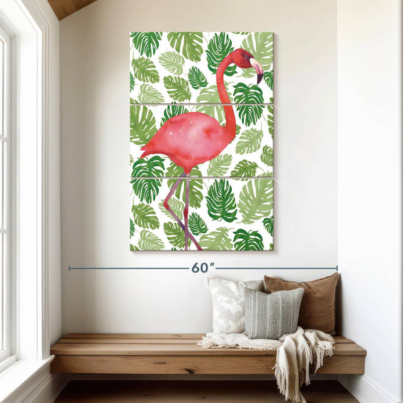 Brampt Tropical Flamingo I, 50" H x 32" W