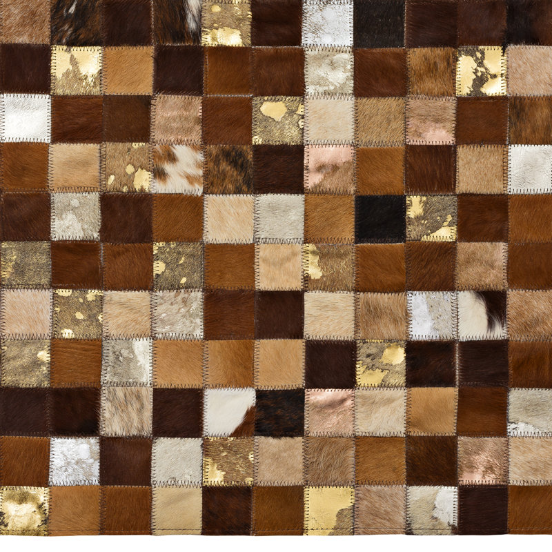 Verona Cowhide Geometric Area Rug, Rectangle 8' x 10'