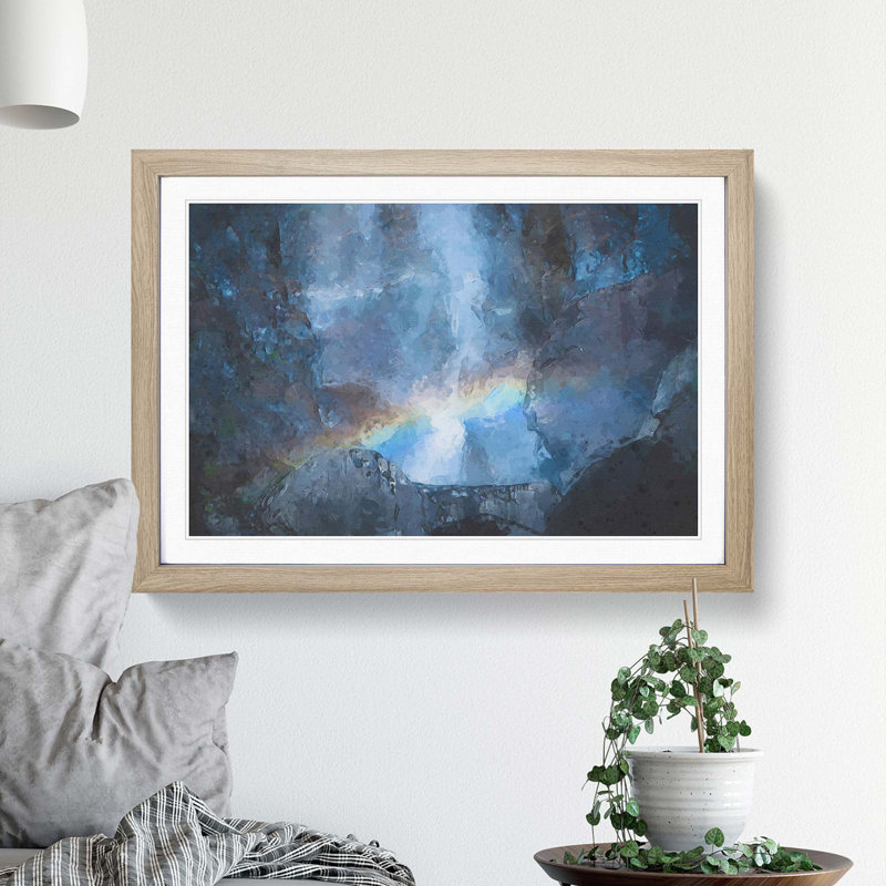 Rainbow Through the Mountains in Abstract - Picture Frame Graphic Art Print, 48cm H x 65cm W x 2cm D, Oak Framed