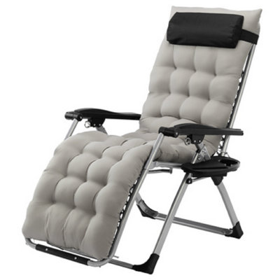 Patio Black Folding Zero Gravity Chair With Blue Cushion by Arlmont & Co.