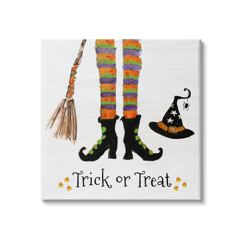 Chaussettes fantaisistes à rayures Trick or ornement par Sally Swatland - impression, H 17 po x l 17 po x P 1,5 po