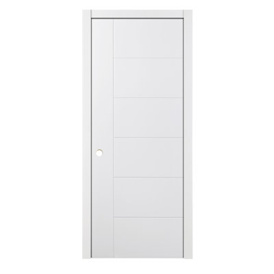 Groove Knocked Down White Laminated Traditional Interior Door 30in x 80in