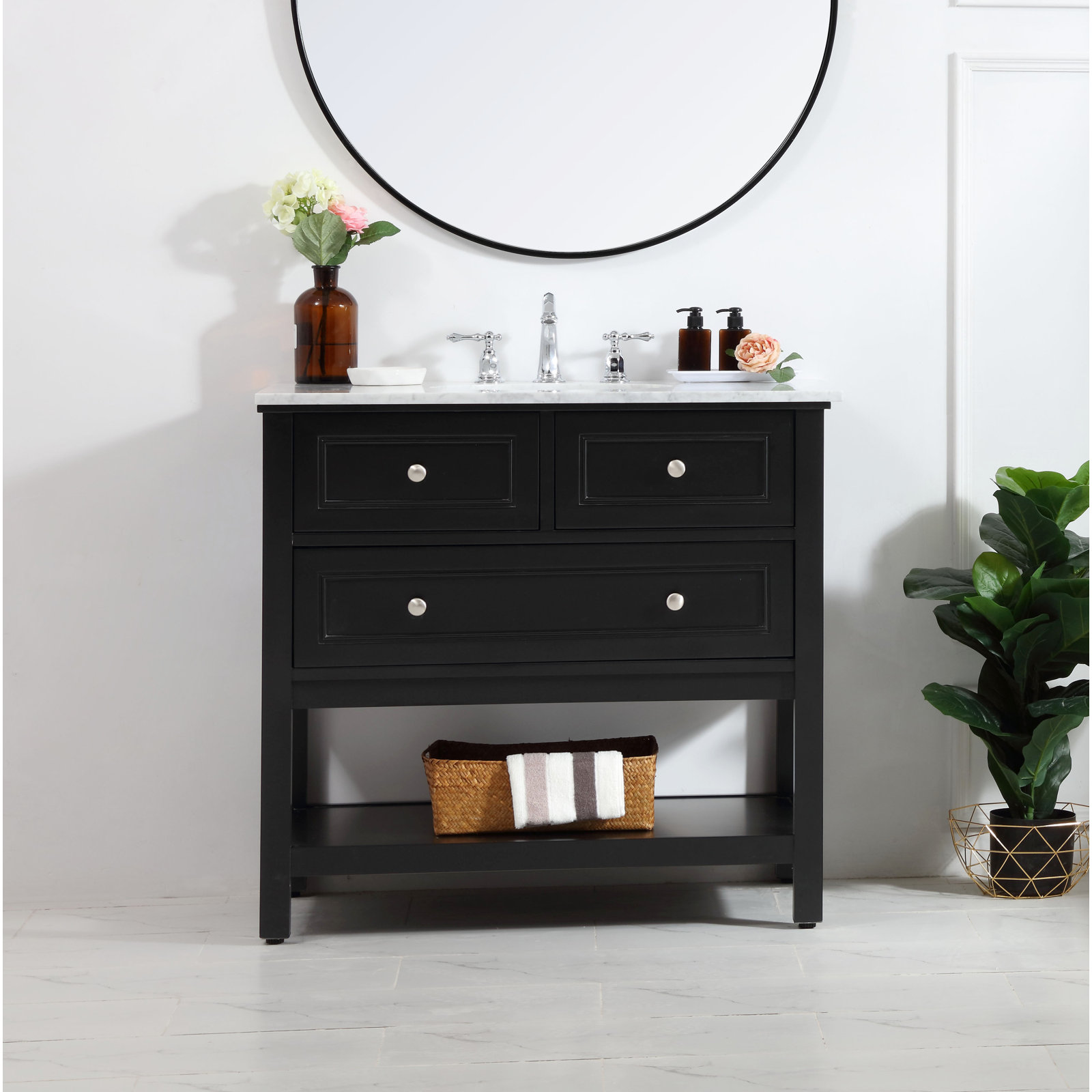 Bonsai 36" Single Sink Bathroom Vanity , Black