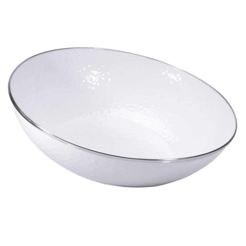  Solid White Enamelware Catering Bowl
