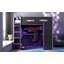 Full Size Wood Loft Bed with Desk,Wardrobe,Ample Storage Space,and RGB Light, Purple