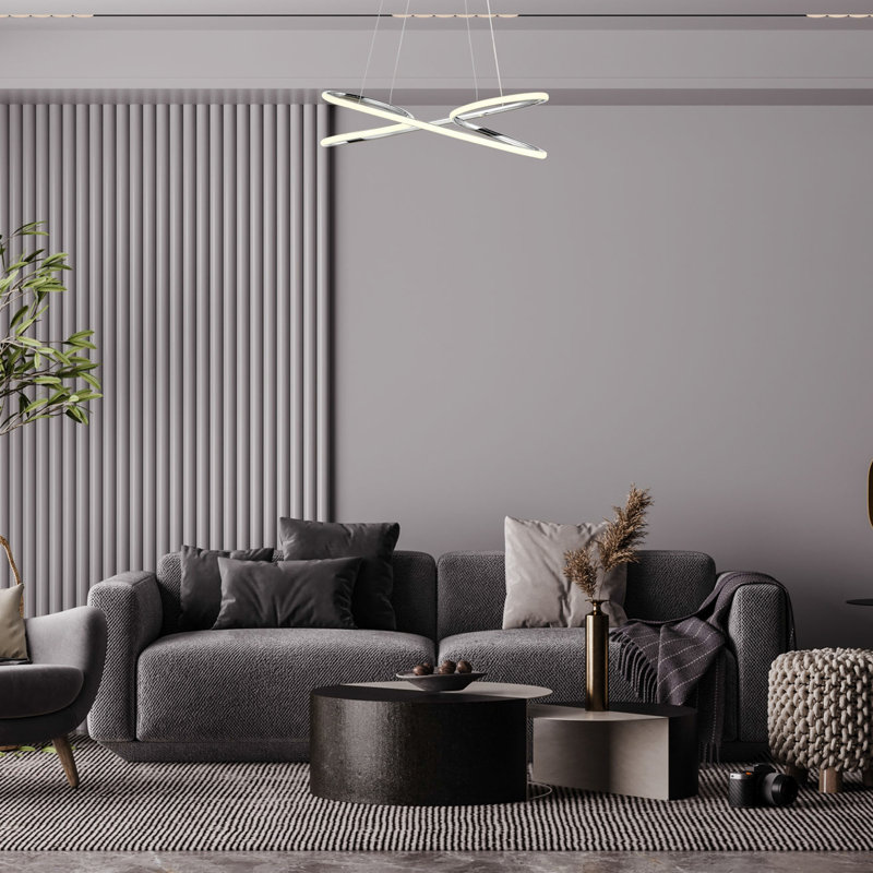 Lustre moderne en chrome, 23,6 po x 9,8 po | Corps en métal durable avec capuchon en silicone, douille à DEL (6 W maximum) | Design scandinave élégant pour la maison et l'hôtel | IP20, 220V-240V, solution d'éclairage élégante