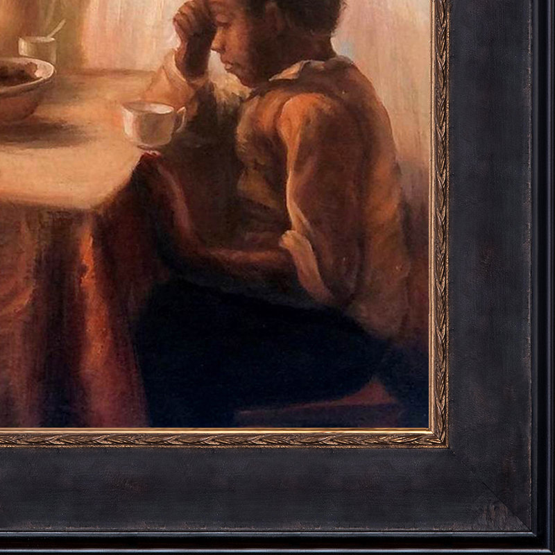 Allahna «The Thankful Poor», peinture encadrée, H 26 po x l 30 po x P 2 po, Cadre patiné Sambrosa