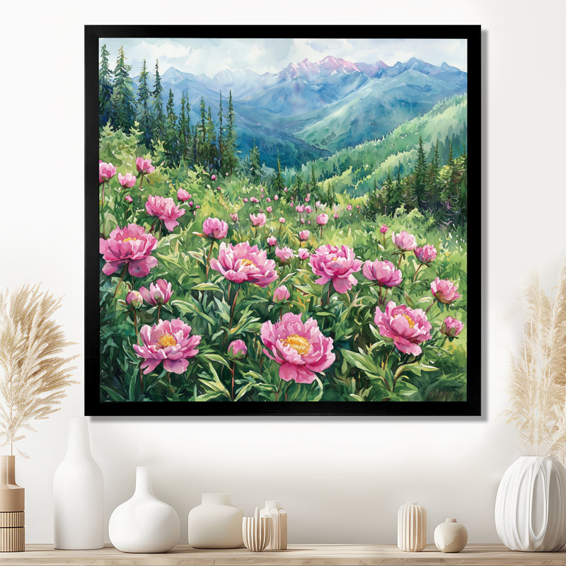 Gervasia Pivoines dans les forêts - III, art mural pivoines, H 16 po x l 16 po, Reproduction encadrée d'une seule photo