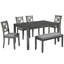 Ensemble de salle à manger de cuisine 6 pièces, table de salle à manger rectangulaire en bois avec 4 chaises rembourrées et un banc, ensemble de table de salle à manger