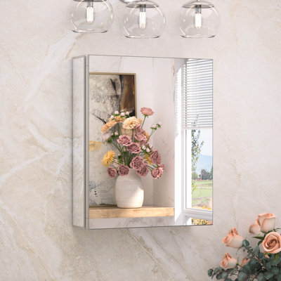 Armoire à pharmacie en aluminium à miroir avec 2 tablettes Omeed
