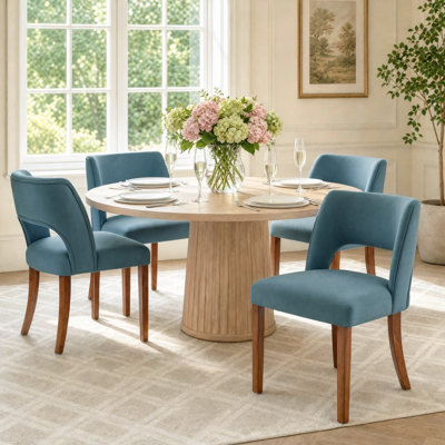 Ensemble de chaises de salle à manger rembourrées en bois massif 4 pièces Chenille