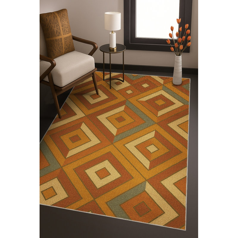 Tapis tissé orange traditionnel Mosso, 3'3" x 4'11"