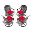 Cast Aluminum Patio Swivel Chair 4PCS With Black Frame and Red Cushions