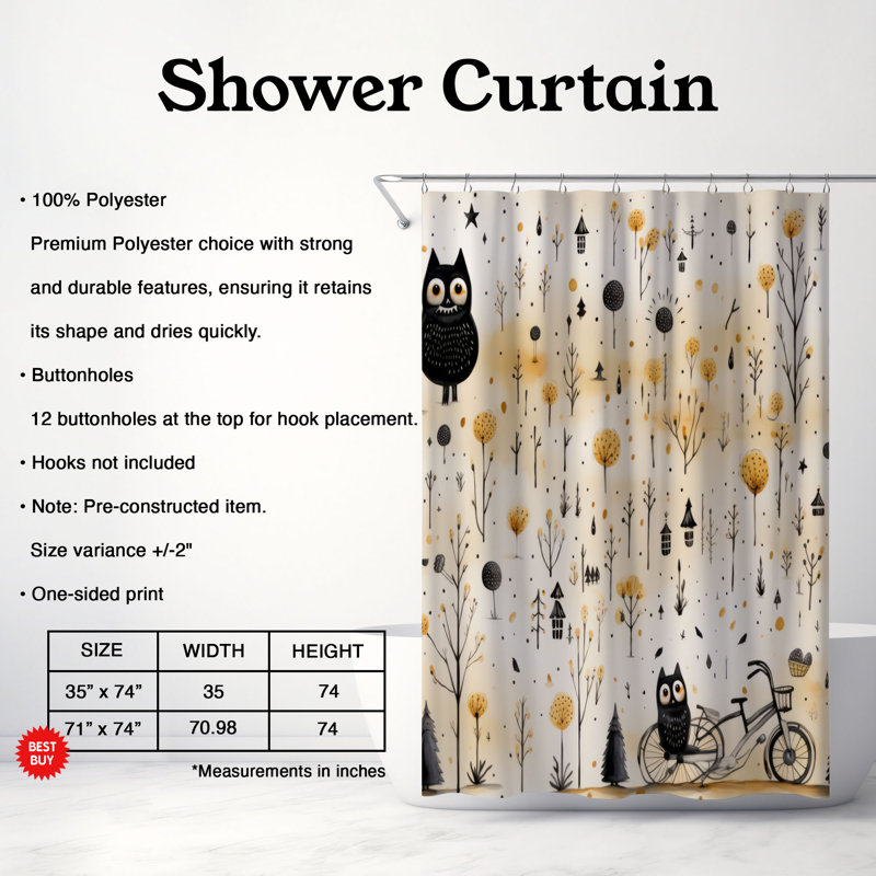 Rideau de douche Ghostly Autumn - Premium, H 74 po x l 71 po