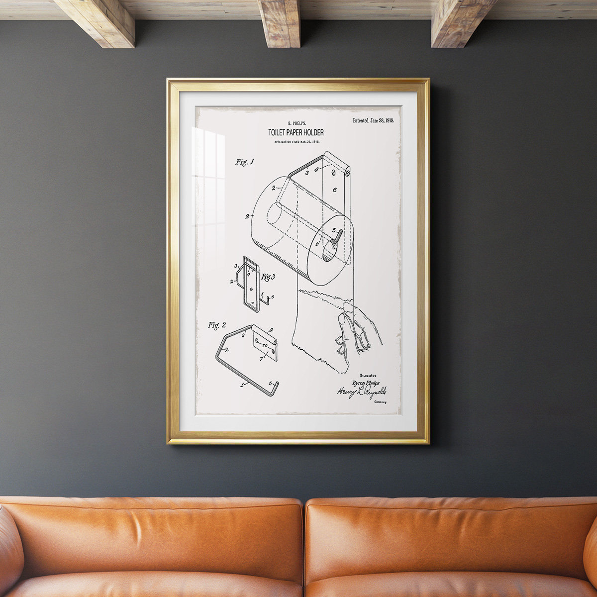 17 Stories Toilet Paper Patent II Premium Framed Print - Ready To Hang ...